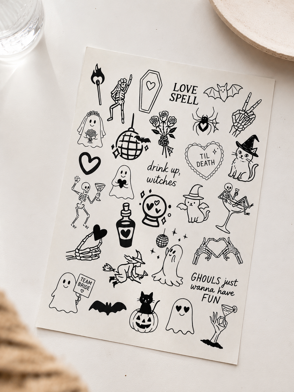 Death Do Us Party Temporary Tattoo Sheets | Milestone Birthday & Hens Tattoos