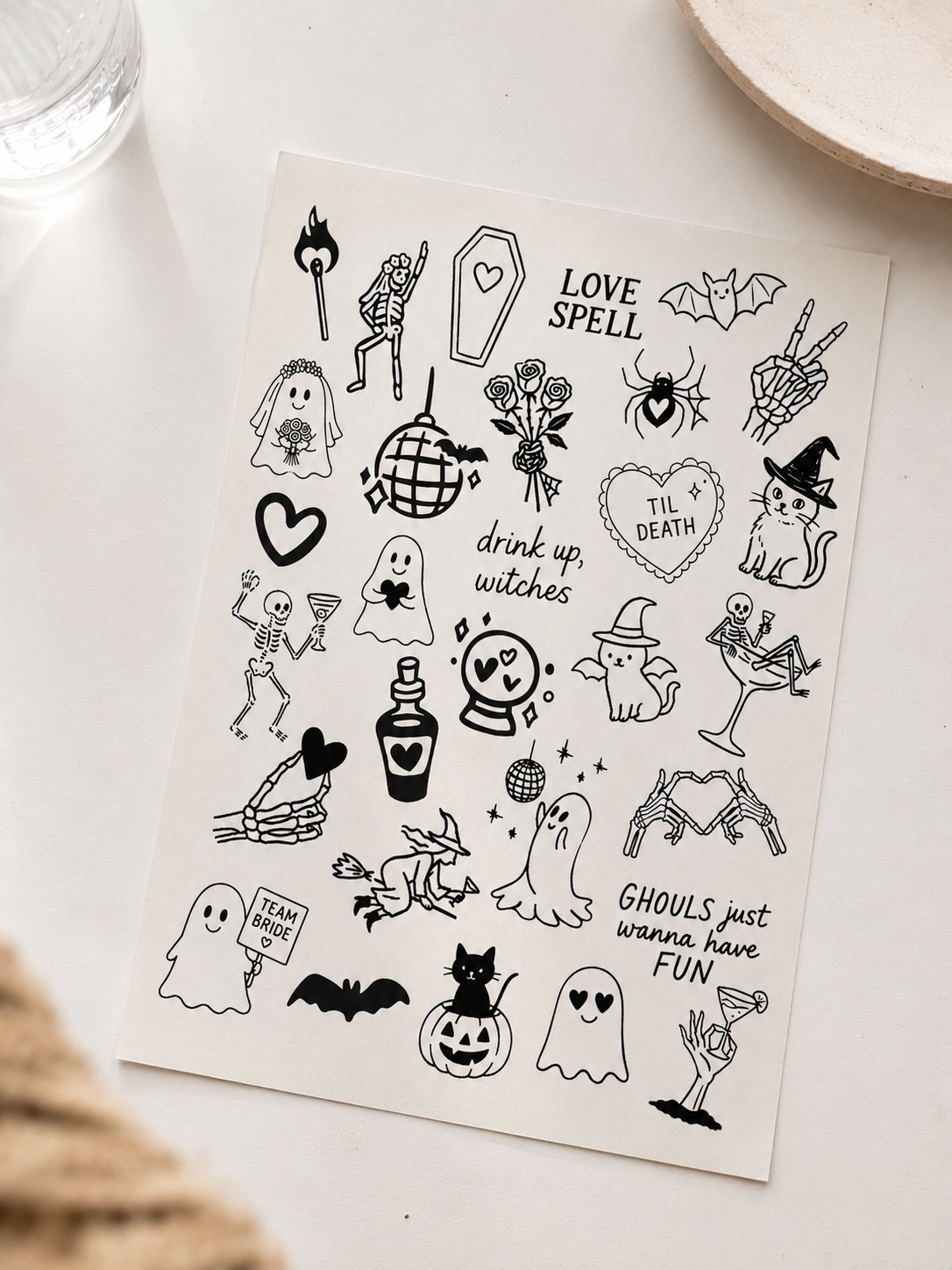 Death Do Us Party Temporary Tattoo Sheets | Milestone Birthday & Hens Tattoos