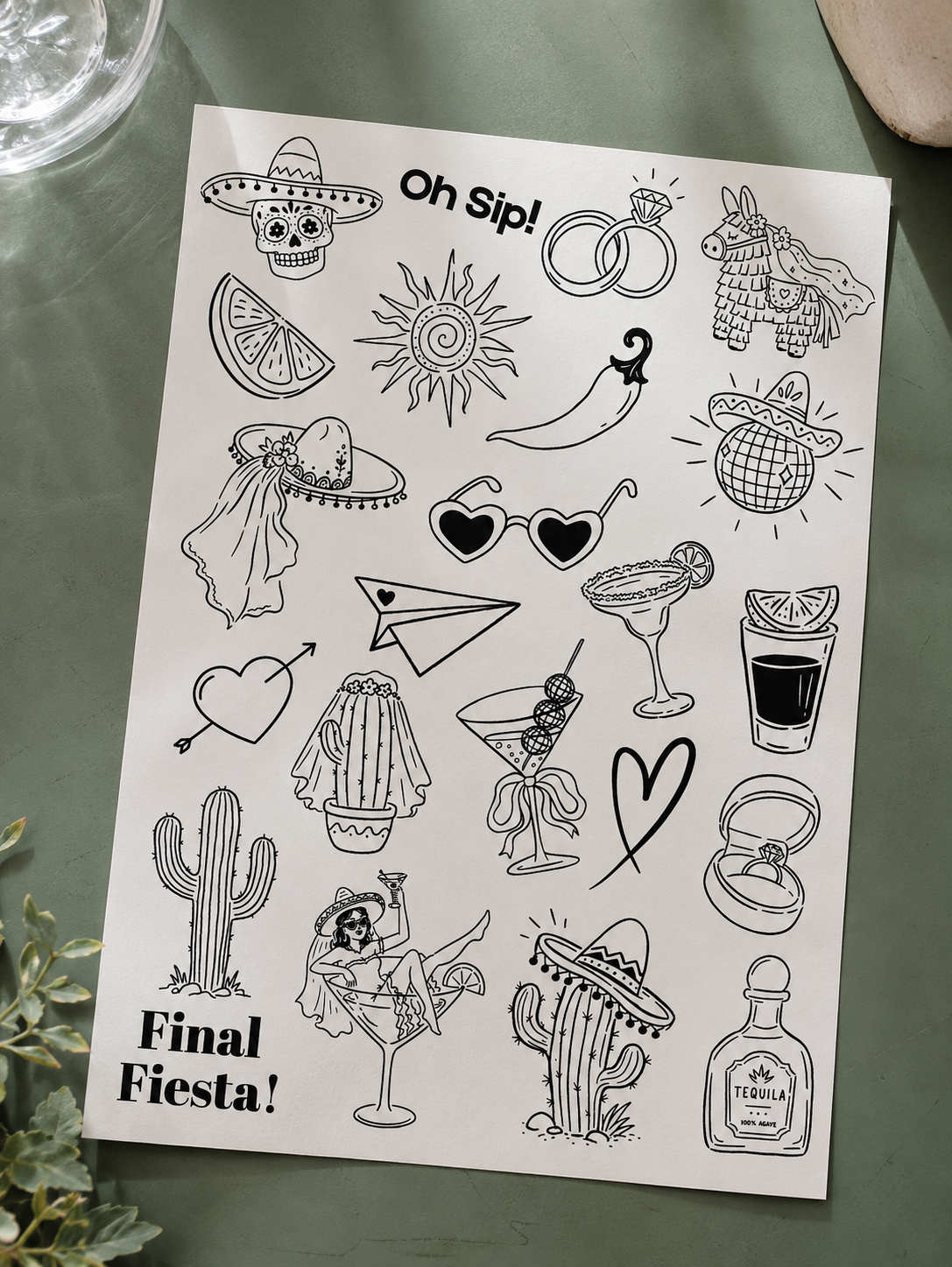 Final Fiesta Temporary Tattoo Sheets | Hens Party & Bachelorette Tattoos