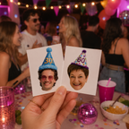 Custom Face Party Hat Temporary Tattoos | Personalised Photo Tattoos for Hens Parties, Birthdays & Events