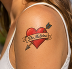 Custom Love Heart Temporary Tattoos | Personalised Name & Date Tattoos Australia