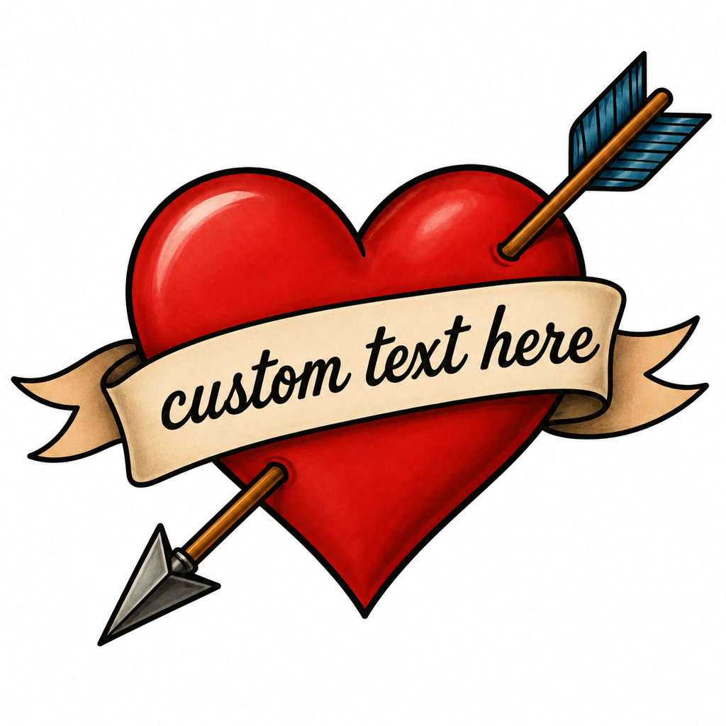 Custom Love Heart Temporary Tattoos | Personalised Name & Date Tattoos Australia