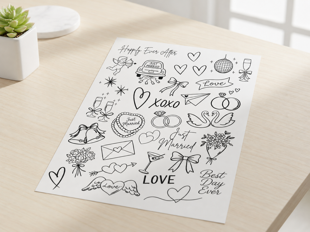 Love Themed Temporary Tattoo Sheets