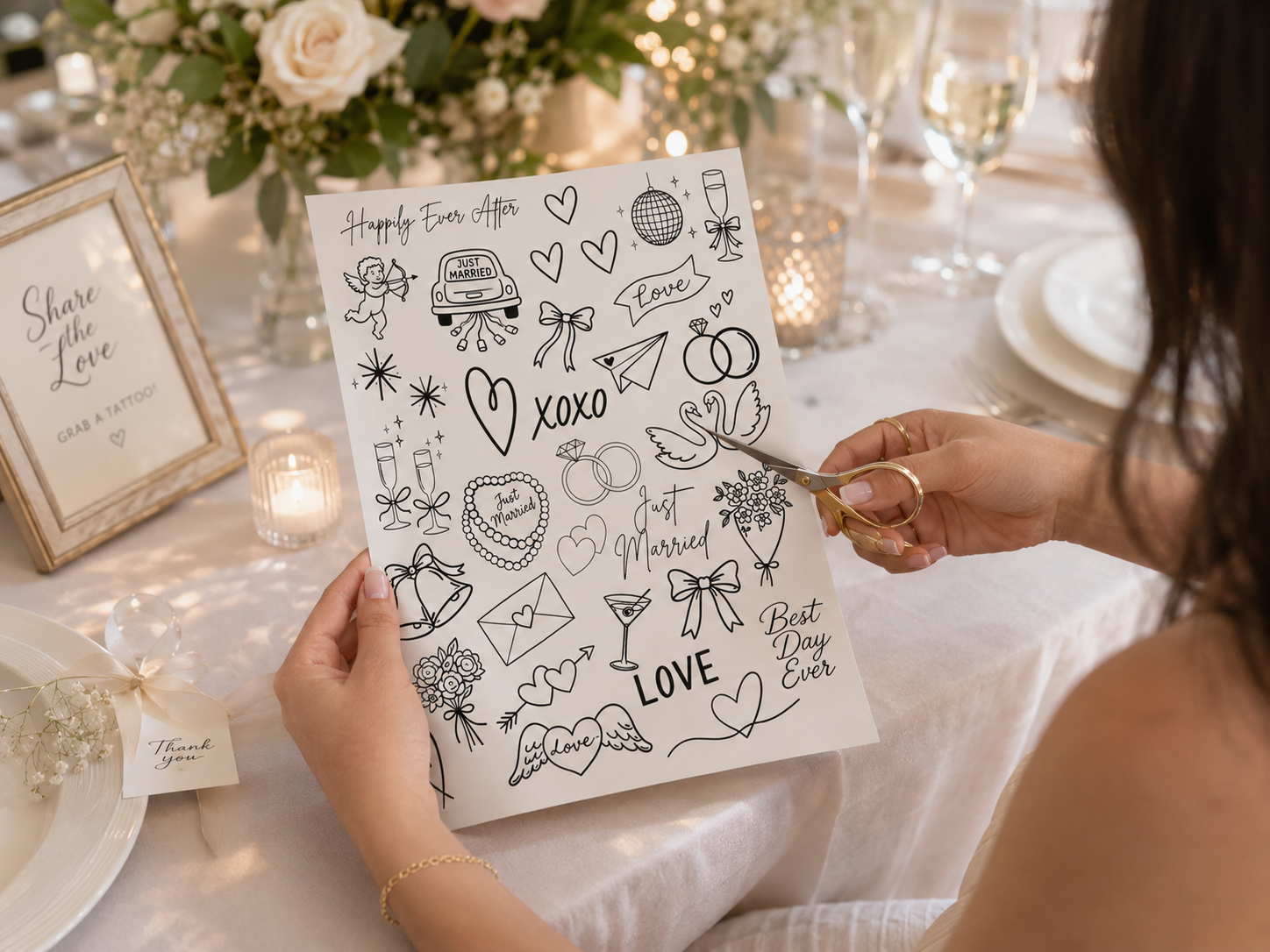 Love Themed Temporary Tattoo Sheets