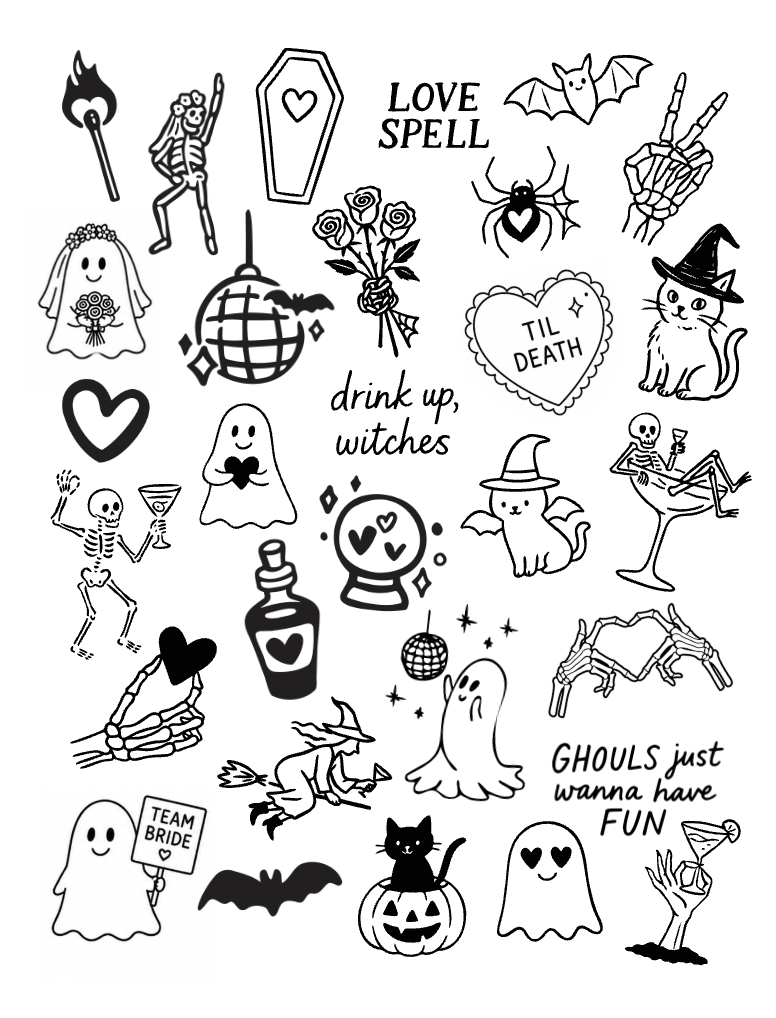 Death Do Us Party Temporary Tattoo Sheets | Milestone Birthday & Hens Tattoos