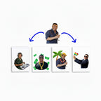 Promotional graphic for 'Crafty Excuse' with images of people and text encouraging creativity with props or backgrounds.